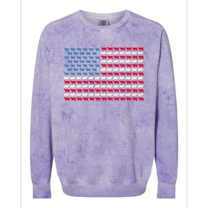 Cow American Flag Heifer US 4th Of July Farm Cattle USA Gift Colorblast Crewneck Sweatshirt