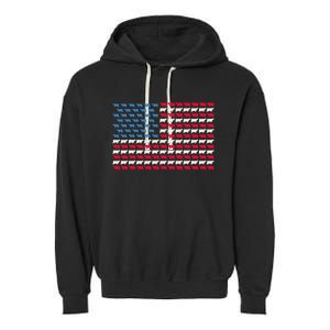 Cow American Flag Heifer US 4th Of July Farm Cattle USA Gift Garment-Dyed Fleece Hoodie