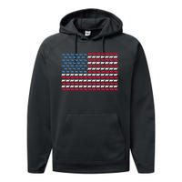 Cow American Flag Heifer US 4th Of July Farm Cattle USA Gift Performance Fleece Hoodie