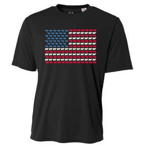 Cow American Flag Heifer US 4th Of July Farm Cattle USA Gift Cooling Performance Crew T-Shirt