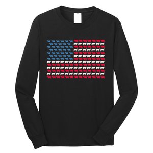 Cow American Flag Heifer US 4th Of July Farm Cattle USA Gift Long Sleeve Shirt