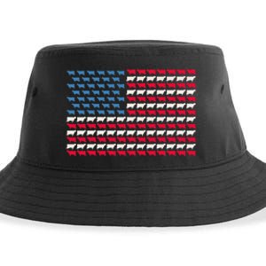 Cow American Flag Heifer US 4th Of July Farm Cattle USA Gift Sustainable Bucket Hat