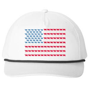 Cow American Flag Heifer US 4th Of July Farm Cattle USA Gift Snapback Five-Panel Rope Hat