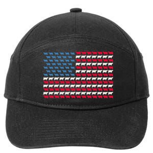 Cow American Flag Heifer US 4th Of July Farm Cattle USA Gift 7-Panel Snapback Hat