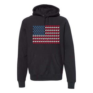 Cow American Flag Heifer US 4th Of July Farm Cattle USA Gift Premium Hoodie