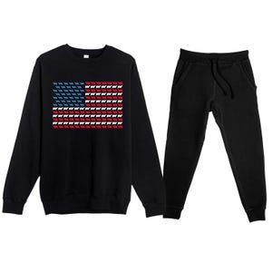 Cow American Flag Heifer US 4th Of July Farm Cattle USA Gift Premium Crewneck Sweatsuit Set