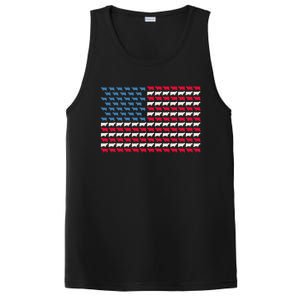 Cow American Flag Heifer US 4th Of July Farm Cattle USA Gift PosiCharge Competitor Tank