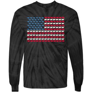 Cow American Flag Heifer US 4th Of July Farm Cattle USA Gift Tie-Dye Long Sleeve Shirt