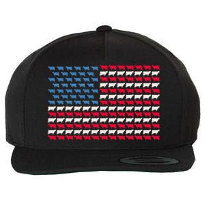 Cow American Flag Heifer US 4th Of July Farm Cattle USA Gift Wool Snapback Cap