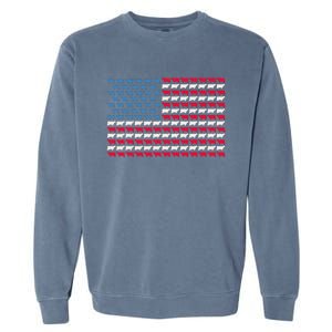 Cow American Flag Heifer US 4th Of July Farm Cattle USA Gift Garment-Dyed Sweatshirt