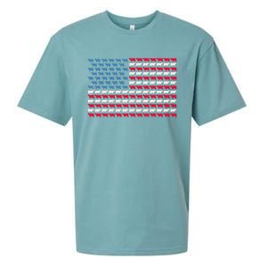 Cow American Flag Heifer US 4th Of July Farm Cattle USA Gift Sueded Cloud Jersey T-Shirt