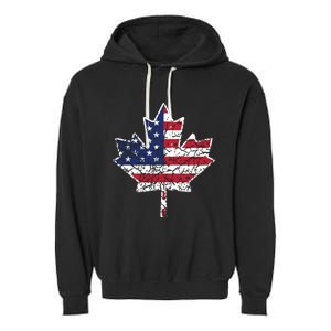 Canadian American Flag Shirts Canada And US Flag Gift Garment-Dyed Fleece Hoodie