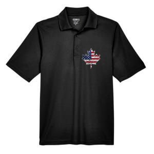 Canadian American Flag Shirts Canada And US Flag Gift Men's Origin Performance Pique Polo