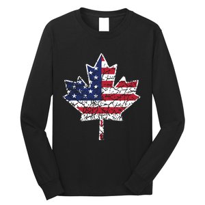 Canadian American Flag Shirts Canada And US Flag Gift Long Sleeve Shirt