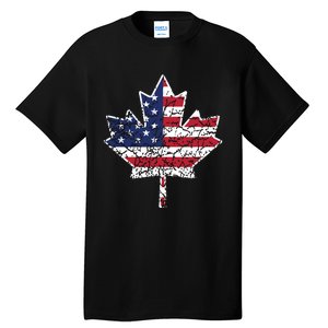 Canadian American Flag Shirts Canada And US Flag Gift Tall T-Shirt