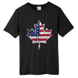 Canadian American Flag Shirts Canada And US Flag Gift Tall Fusion ChromaSoft Performance T-Shirt