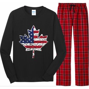 Canadian American Flag Shirts Canada And US Flag Gift Long Sleeve Pajama Set