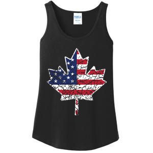 Canadian American Flag Shirts Canada And US Flag Gift Ladies Essential Tank