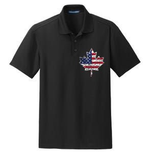 Canadian American Flag Shirts Canada And US Flag Gift Dry Zone Grid Polo