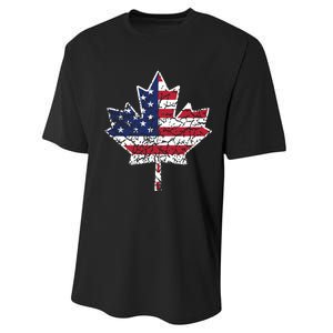 Canadian American Flag Shirts Canada And US Flag Gift Performance Sprint T-Shirt