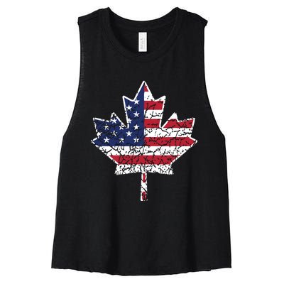 Canadian American Flag Shirts Canada And US Flag Gift Women's Racerback Cropped Tank