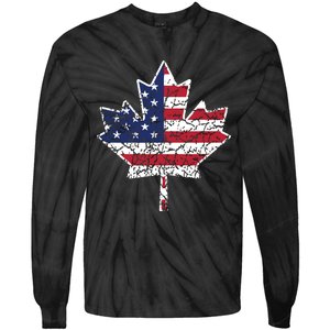 Canadian American Flag Shirts Canada And US Flag Gift Tie-Dye Long Sleeve Shirt