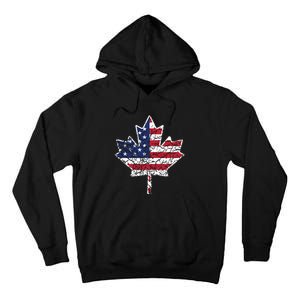 Canadian American Flag Shirts Canada And US Flag Gift Tall Hoodie