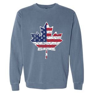 Canadian American Flag Shirts Canada And US Flag Gift Garment-Dyed Sweatshirt