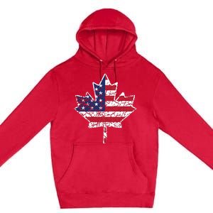 Canadian American Flag Shirts Canada And US Flag Gift Premium Pullover Hoodie