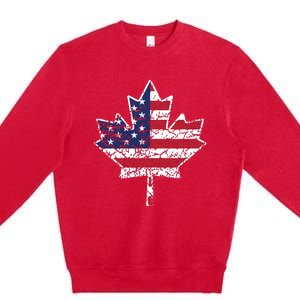 Canadian American Flag Shirts Canada And US Flag Gift Premium Crewneck Sweatshirt