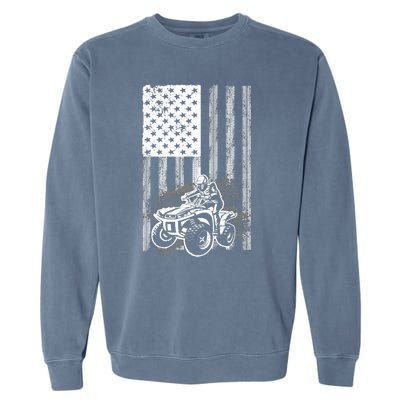 Cool ATV For Quad Racing Squad USA Flag 4 Wheeler Premium Garment-Dyed Sweatshirt