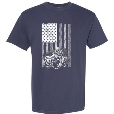 Cool ATV For Quad Racing Squad USA Flag 4 Wheeler Premium Garment-Dyed Heavyweight T-Shirt