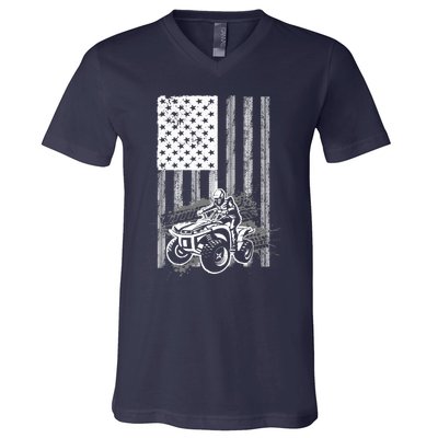 Cool ATV For Quad Racing Squad USA Flag 4 Wheeler Premium V-Neck T-Shirt