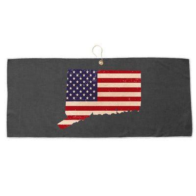 Connecticut American Flag Vintage Large Microfiber Waffle Golf Towel