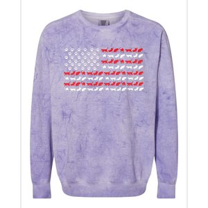 Cat American Flag USA Paws Patriotic Colorblast Crewneck Sweatshirt