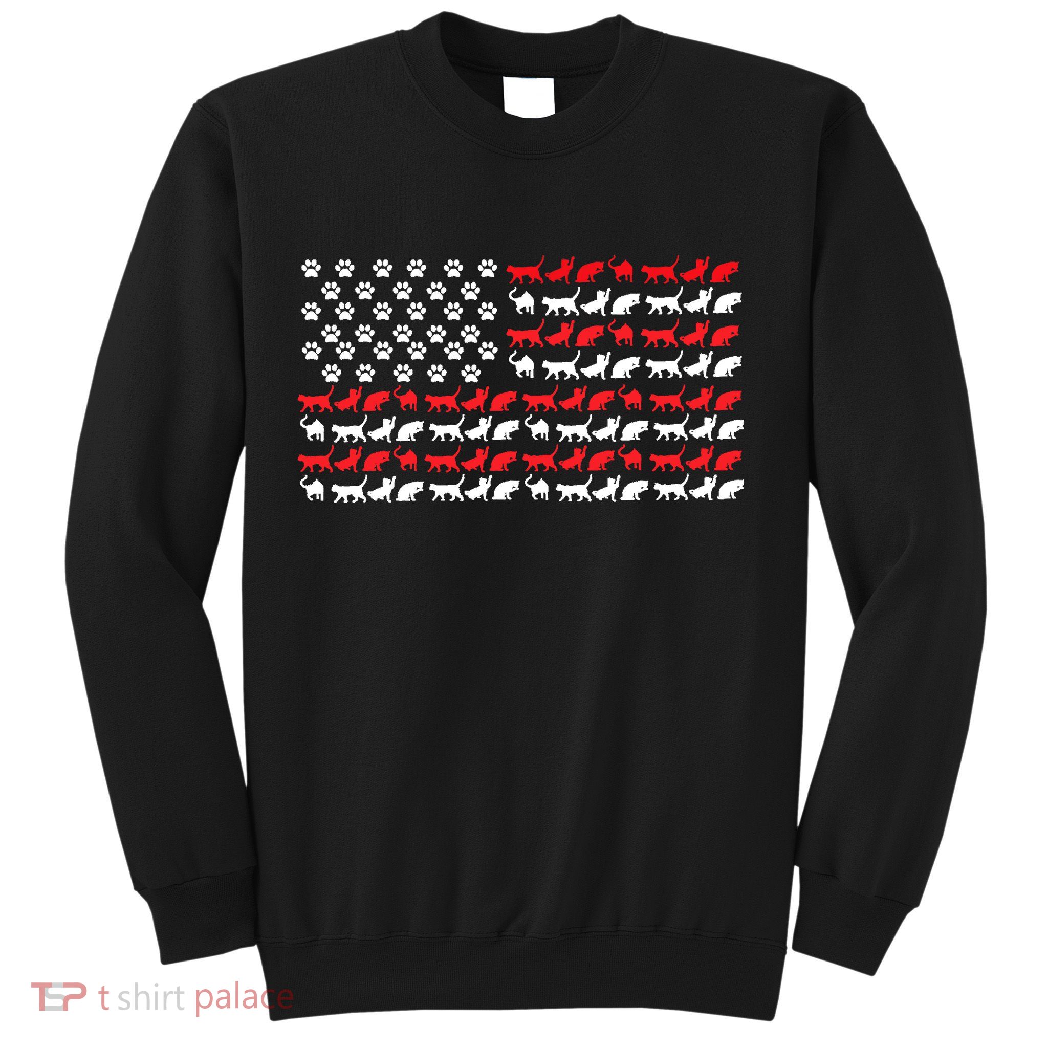Cat American Flag USA Paws Patriotic Sweatshirt