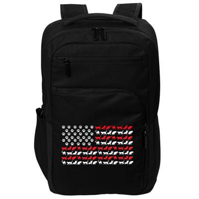 Cat American Flag USA Paws Patriotic Impact Tech Backpack