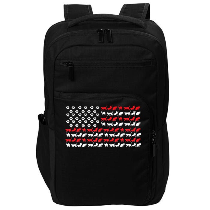 Cat American Flag USA Paws Patriotic Impact Tech Backpack