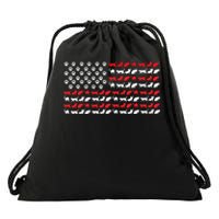 Cat American Flag USA Paws Patriotic Drawstring Bag