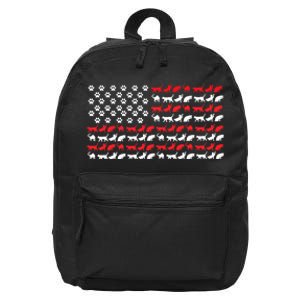 Cat American Flag USA Paws Patriotic 16 in Basic Backpack