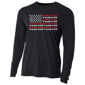 Cat American Flag USA Paws Patriotic Cooling Performance Long Sleeve Crew