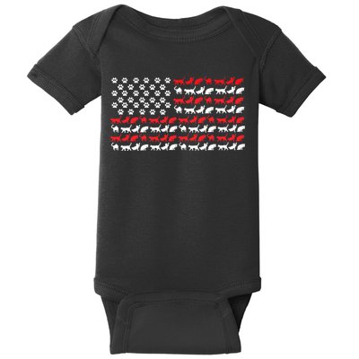 Cat American Flag USA Paws Patriotic Baby Bodysuit