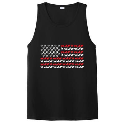 Cat American Flag USA Paws Patriotic PosiCharge Competitor Tank