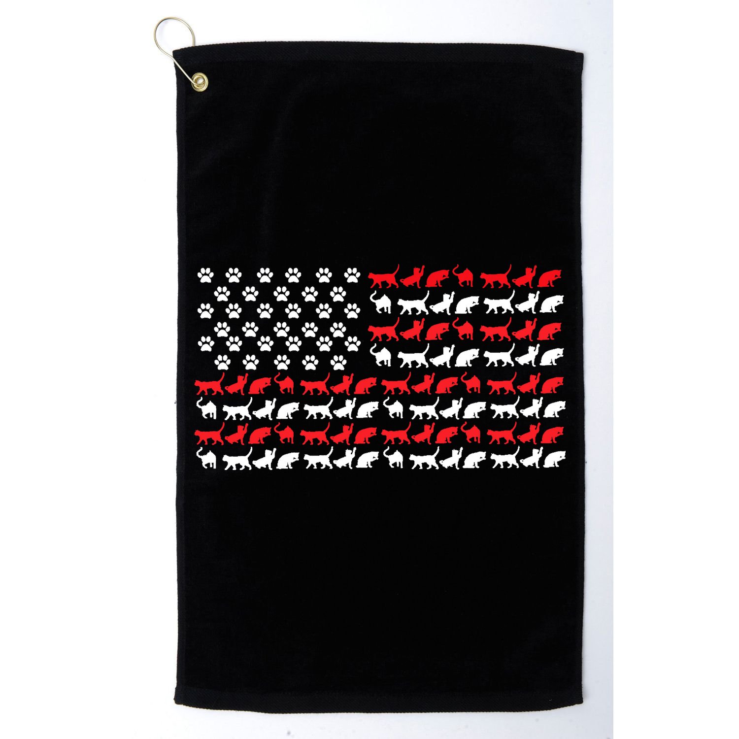Cat American Flag USA Paws Patriotic Golf Towel