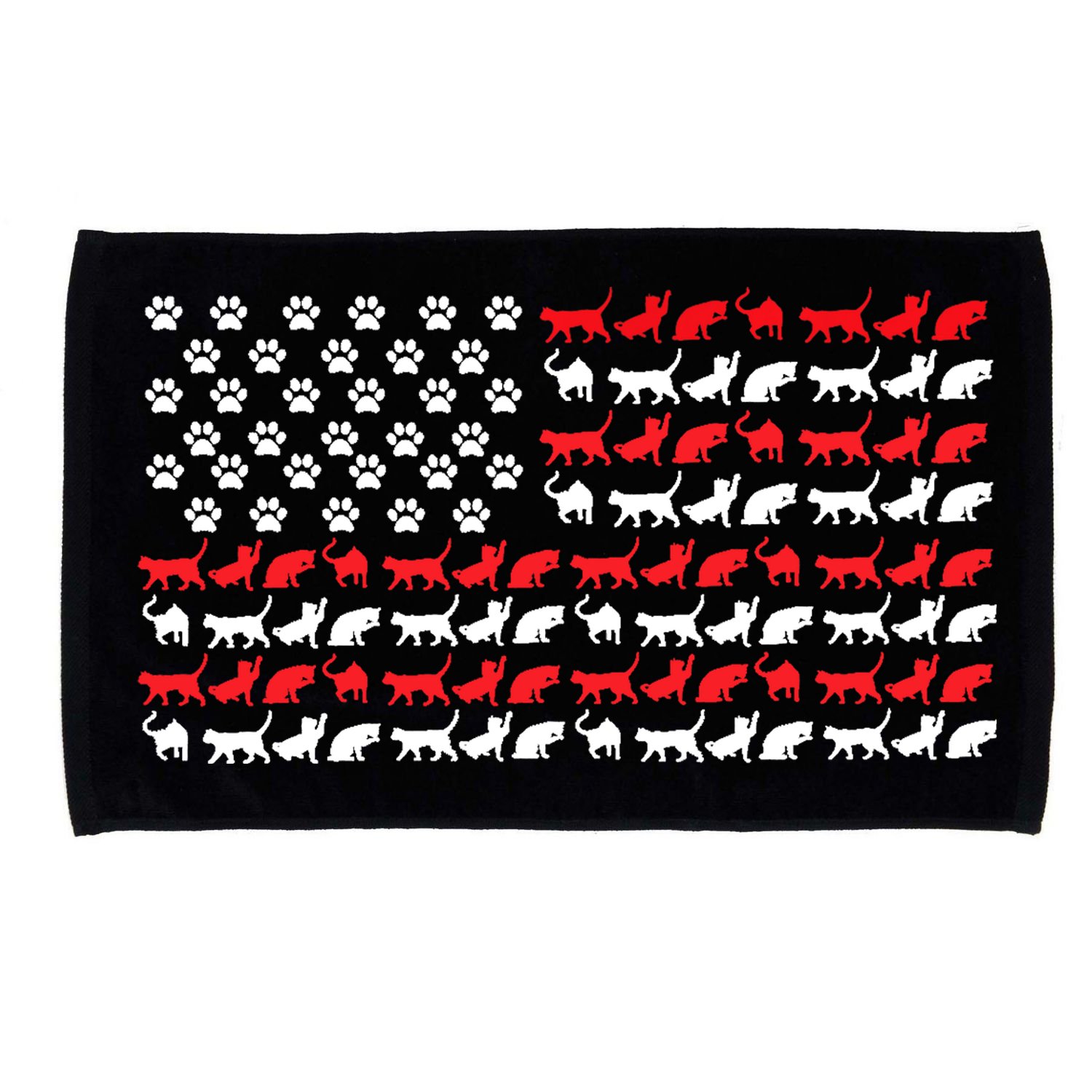 Cat American Flag USA Paws Patriotic Microfiber Hand Towel