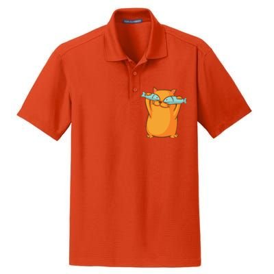 Cute And Funny Ginger Cat Has Fish Eyes Kitty Kitten Joke Dry Zone Grid Polo