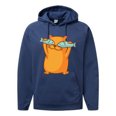 Cute And Funny Ginger Cat Has Fish Eyes Kitty Kitten Joke Performance Fleece Hoodie