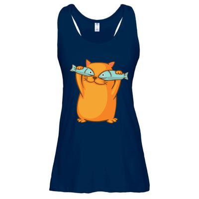 Cute And Funny Ginger Cat Has Fish Eyes Kitty Kitten Joke Ladies Essential Flowy Tank