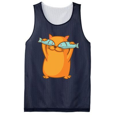 Cute And Funny Ginger Cat Has Fish Eyes Kitty Kitten Joke Mesh Reversible Basketball Jersey Tank