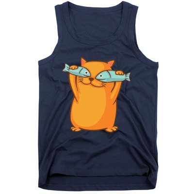 Cute And Funny Ginger Cat Has Fish Eyes Kitty Kitten Joke Tank Top